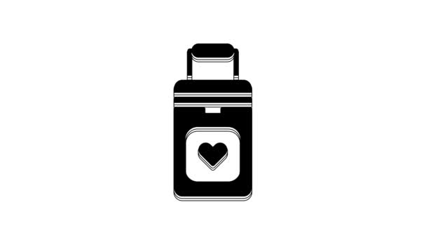 Black Cooler Box Human Organs Transportation Icon Isolated White Background — Stok video