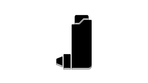 Black Inhaler Icon Isolated White Background Breather Cough Relief Inhalation — Stock videók