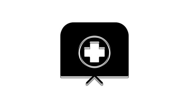 Μαύρο Καπέλο Νοσοκόμα Σταυρό Εικονίδιο Απομονώνονται Λευκό Φόντο Σημάδι Από — Αρχείο Βίντεο