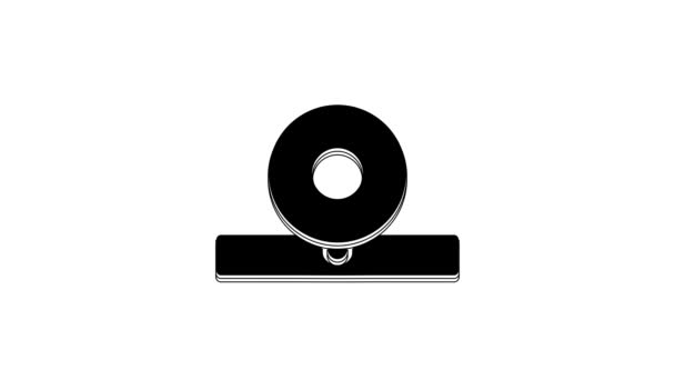 Black Otolaryngological Head Reflector Icon Isolated White Background Equipment Inspection — стоковое видео