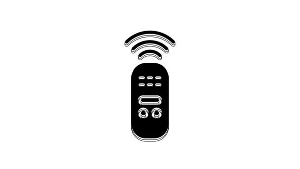 Black Smart Remote Control System Icon Isolated White Background Internet — Stockvideo