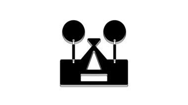 Beyaz arka planda siyah turist çadırı simgesi izole edildi. Kamp sembolü. 4K Video hareketli grafik canlandırması.