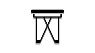 Black Camping portable folding chair icon isolated on white background. Rest and relax equipment. Fishing seat. 4K Video motion graphic animation.