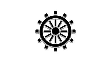 Siyah Gemi direksiyon simgesi beyaz arkaplanda izole edildi. 4K Video hareketli grafik canlandırması.