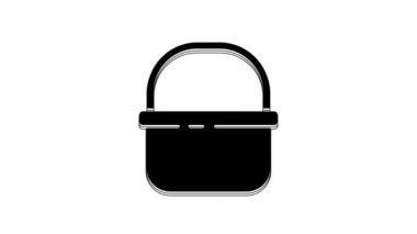 Black Basket icon isolated on white background. Online buying concept. Delivery service sign. Shopping cart symbol. 4K Video motion graphic animation.