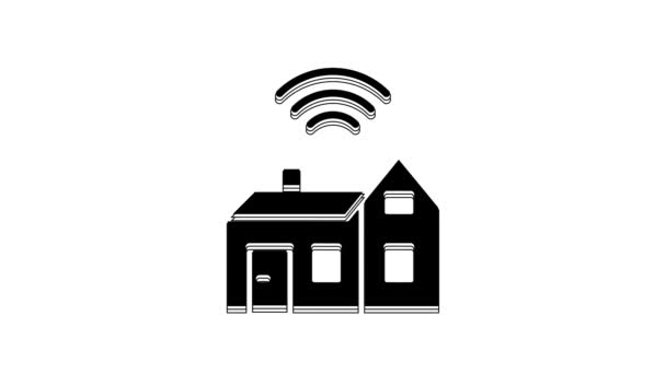 Black Smart Home Wireless Icon Isolated White Background Remote Control — Vídeo de stock