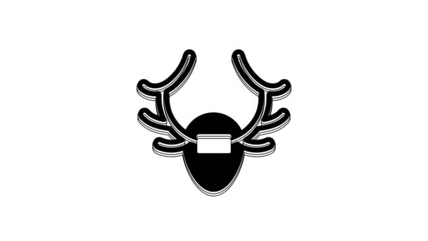 Cornamenta Ciervo Negro Icono Del Escudo Aislado Sobre Fondo Blanco — Vídeos de Stock