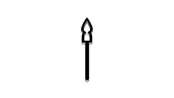 Black Medieval Spear Icon Isolated White Background Medieval Weapon Video — Video