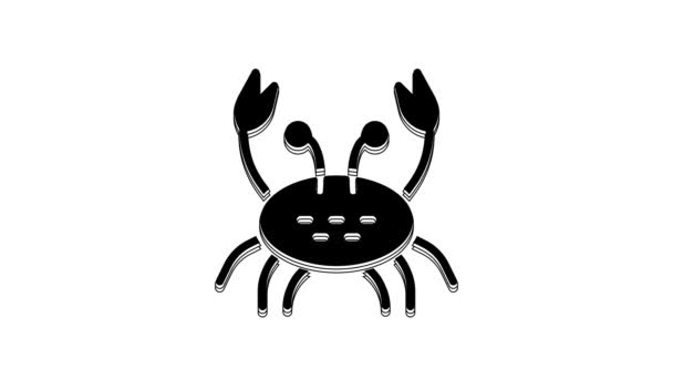 Black Crab Icon Isolated White Background Video Motion Graphic Animation — 图库视频影像