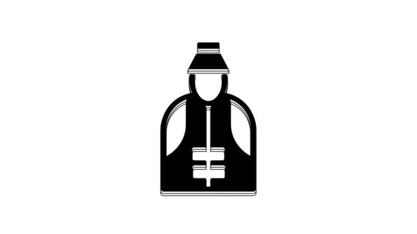 Black Fisherman Icon Isolated White Background Video Motion Graphic Animation — Vídeo de stock