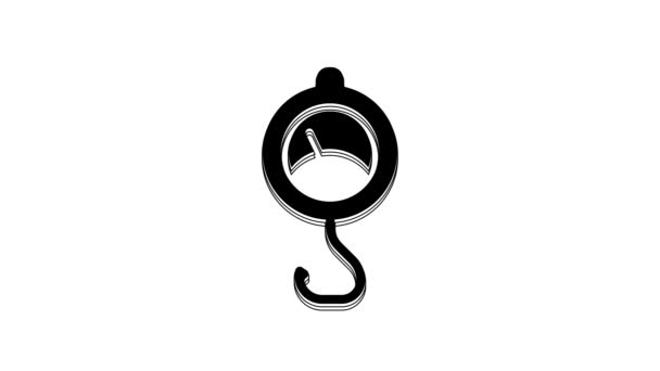 Black Spring Scale Icon Isolated White Background Balance Weighing Determination — ストック動画