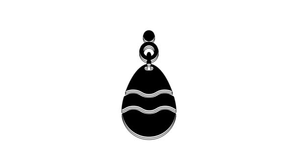 白色背景上孤立的黑色渔勺图标 鱼饵是鱼的形状 钓具4K视频运动图形动画 — 图库视频影像