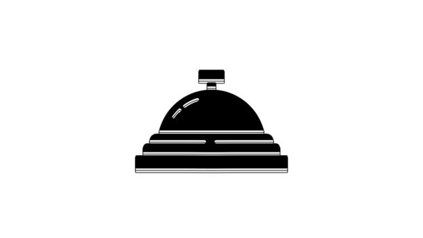 Czarny Hotel Usługi Dzwonek Ikona Izolowane Białym Tle Dzwonek Recepcji — Wideo stockowe