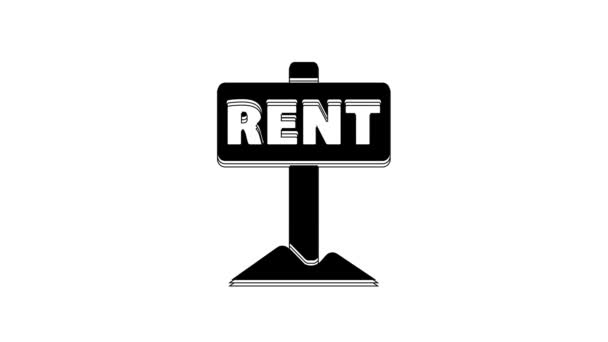 Black Hanging Sign Text Rent Icon Isolated White Background Signboard — ストック動画