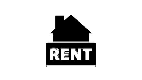 Black Hanging Sign Text Rent Icon Isolated White Background Signboard — Vídeo de Stock