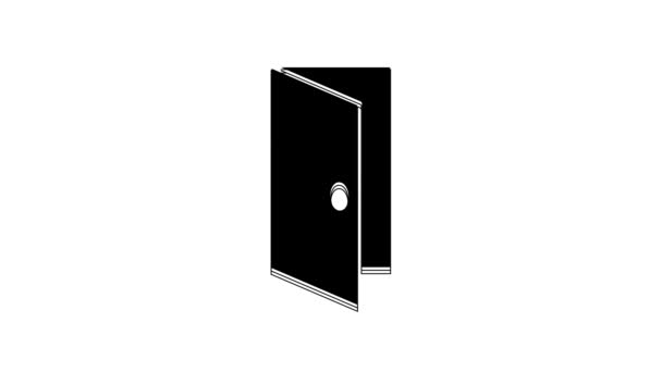 Black Closed Door Icon Isolated White Background Video Motion Graphic — Stockvideo