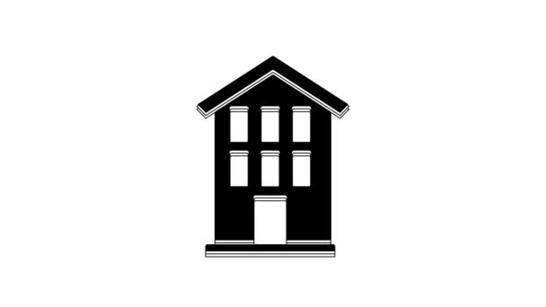 Ikon Black House Terisolasi Dengan Latar Belakang Putih Simbol Rumah — Stok Video