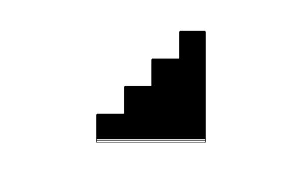 Black Staircase Icon Isolated White Background Video Motion Graphic Animation — 图库视频影像