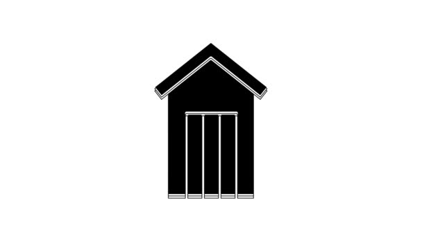 Ícone Banheiro Livre Madeira Preto Isolado Fundo Branco Animação Gráfica — Vídeo de Stock