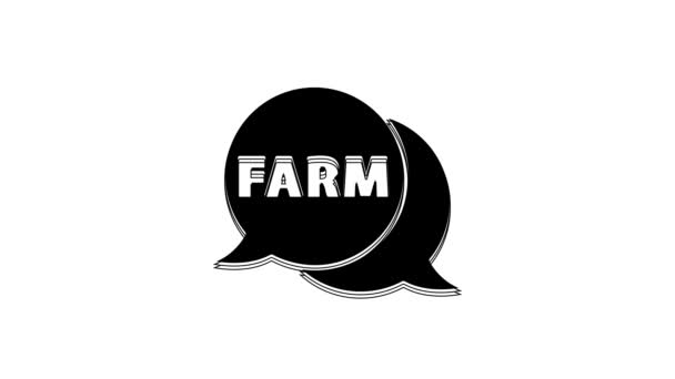 Black Speech Bubble Text Farm Icon Isolated White Background Video — Stock Video