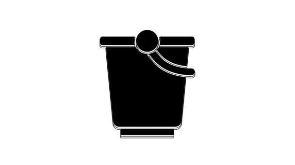 Ikona Black Bucket Izolovaná Bílém Pozadí Grafická Animace Pohybu Videa — Stock video