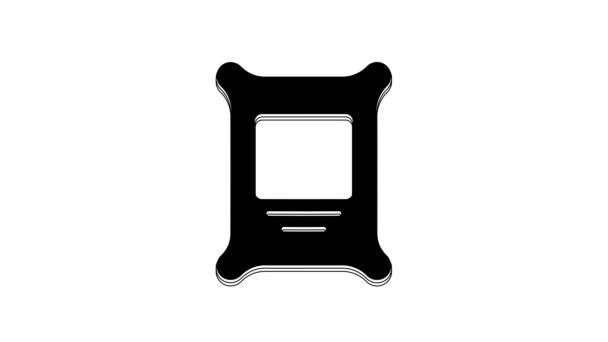 Μαύρο Εικονίδιο Σακούλα Λιπάσματος Απομονώνονται Λευκό Φόντο Γραφική Κίνηση Κίνησης — Αρχείο Βίντεο