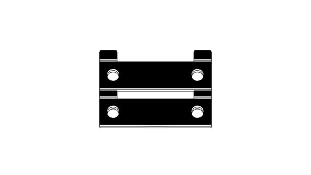 白を基調としたブラックの木箱のアイコン 食料品のバスケット 倉庫箱 製品のための空の木製のコンテナ 4Kビデオモーショングラフィックアニメーション — ストック動画