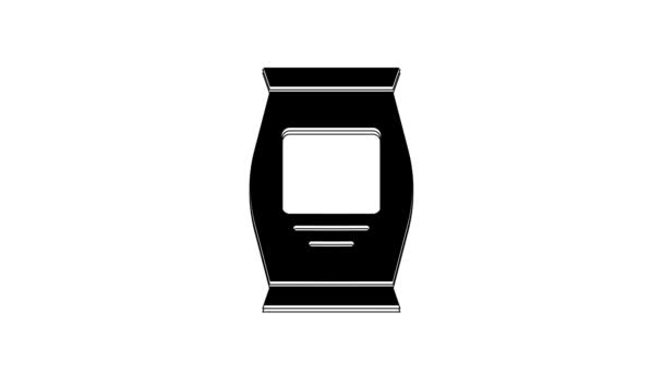 Black Fertilizer Bag Icon Isolated White Background Video Motion Graphic — Wideo stockowe