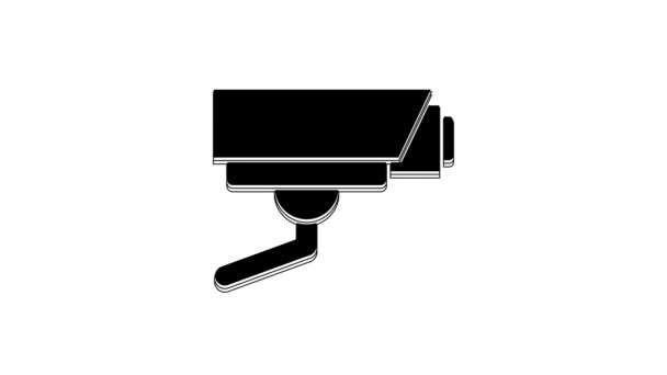 Ikona Černé Bezpečnostní Kamery Izolovaná Bílém Pozadí Grafická Animace Pohybu — Stock video
