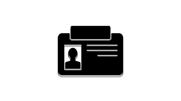 白の背景に隔離された黒の識別バッジアイコン これは プレゼンテーション 会社のアイデンティティ 広告に使用することができます 4Kビデオモーショングラフィックアニメーション — ストック動画