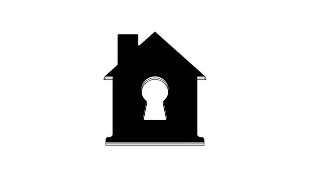 Black House Protection Icon Isolated White Background Home Shield Protection — Stock Video