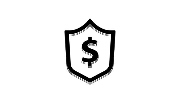 Black Shield Dollar Symbol Icon Isolated White Background Security Shield — Stock Video