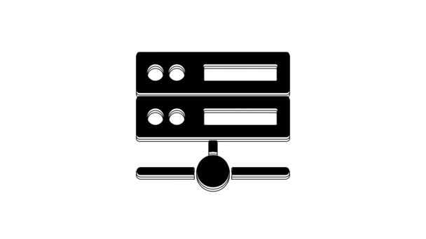 Black Server Data Web Hosting Ikona Izolované Bílém Pozadí Grafická — Stock video