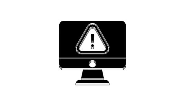 Schwarzer Computermonitor Mit Ausrufezeichen Symbol Auf Weißem Hintergrund Alarmmeldung Smartphone — Stockvideo