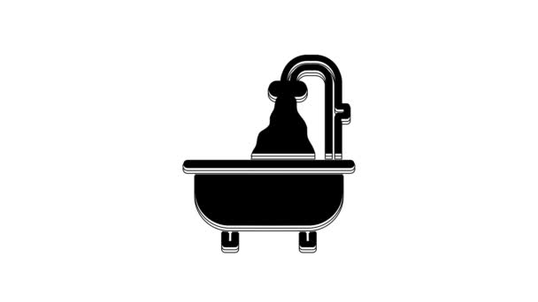 Schwarze Badewanne Symbol Isoliert Auf Weißem Hintergrund Video Motion Grafik — Stockvideo