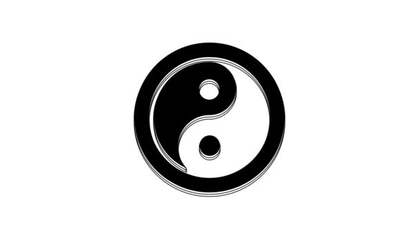 Negro Yin Yang Símbolo Armonía Equilibrio Icono Aislado Sobre Fondo — Vídeos de Stock