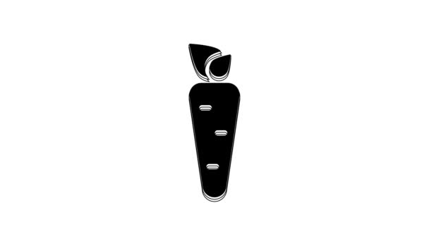 Icône Carotte Noire Isolée Sur Fond Blanc Animation Graphique Mouvement — Video