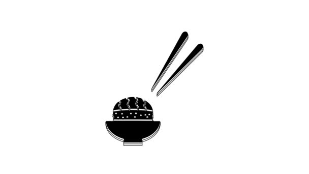 Ікона Чорного Суші Ізольована Білому Тлі Традиційна Японська Кухня Відеографічна — стокове відео