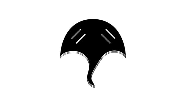Black Stingray Icon Isolated White Background Video Motion Graphic Animation — стоковое видео