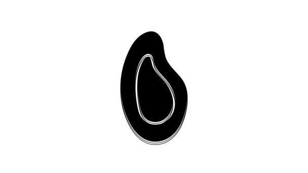 Black Mussel Icon Isolated White Background Fresh Delicious Seafood Video — Stock Video