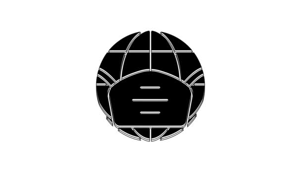 Black Earth Globe Medical Mask Icon Isolated White Background Video — Vídeos de Stock