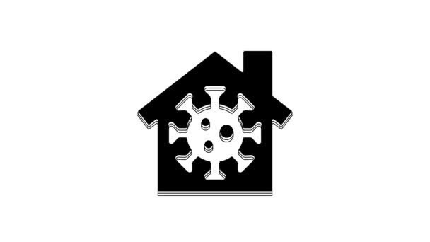 Black Stay Home Icon Isolated White Background Corona Virus 2019 — Video
