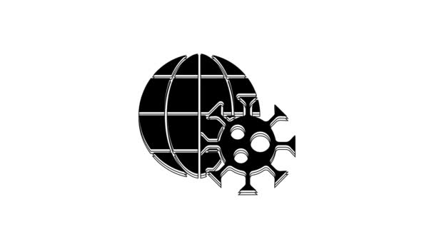 Black Earth Globe Virus Icon Isolated White Background Corona Virus — Stock Video