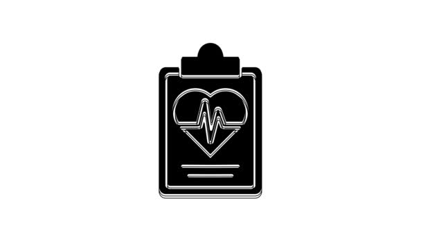 Czarna Ikona Ubezpieczenia Zdrowotnego Odizolowana Białym Tle Ochrona Pacjentów Ochrona — Wideo stockowe