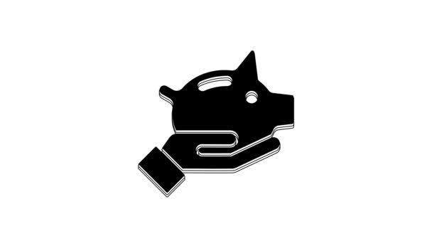 Schwarzes Sparschwein Symbol Isoliert Auf Weißem Hintergrund Ikonensparen Oder Geldanhäufung — Stockvideo