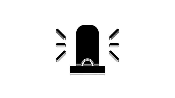 Black Flasher Siren Icon Isolated White Background Emergency Flashing Siren — Stock Video