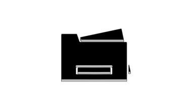 Siyah Yazıcı simgesi beyaz arkaplanda izole edildi. 4K Video hareketli grafik canlandırması.