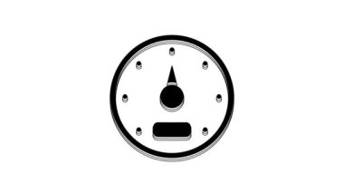 Beyaz arkaplanda siyah hız göstergesi simgesi izole edildi. 4K Video hareketli grafik canlandırması.