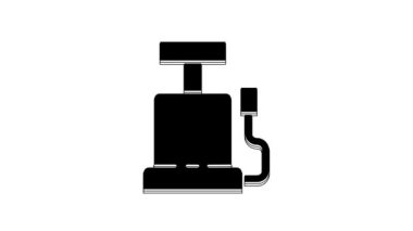 Siyah araba hava pompası ikonu beyaz arka planda izole edildi. 4K Video hareketli grafik canlandırması.