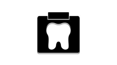 Black X-ray of tooth icon isolated on white background. Dental x-ray. Radiology image. 4K Video motion graphic animation.